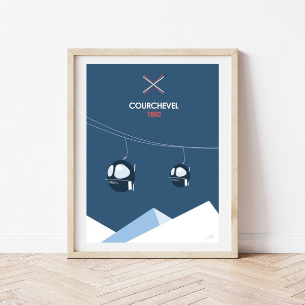 Ski print, Courchevel vintage poster (frame not included)