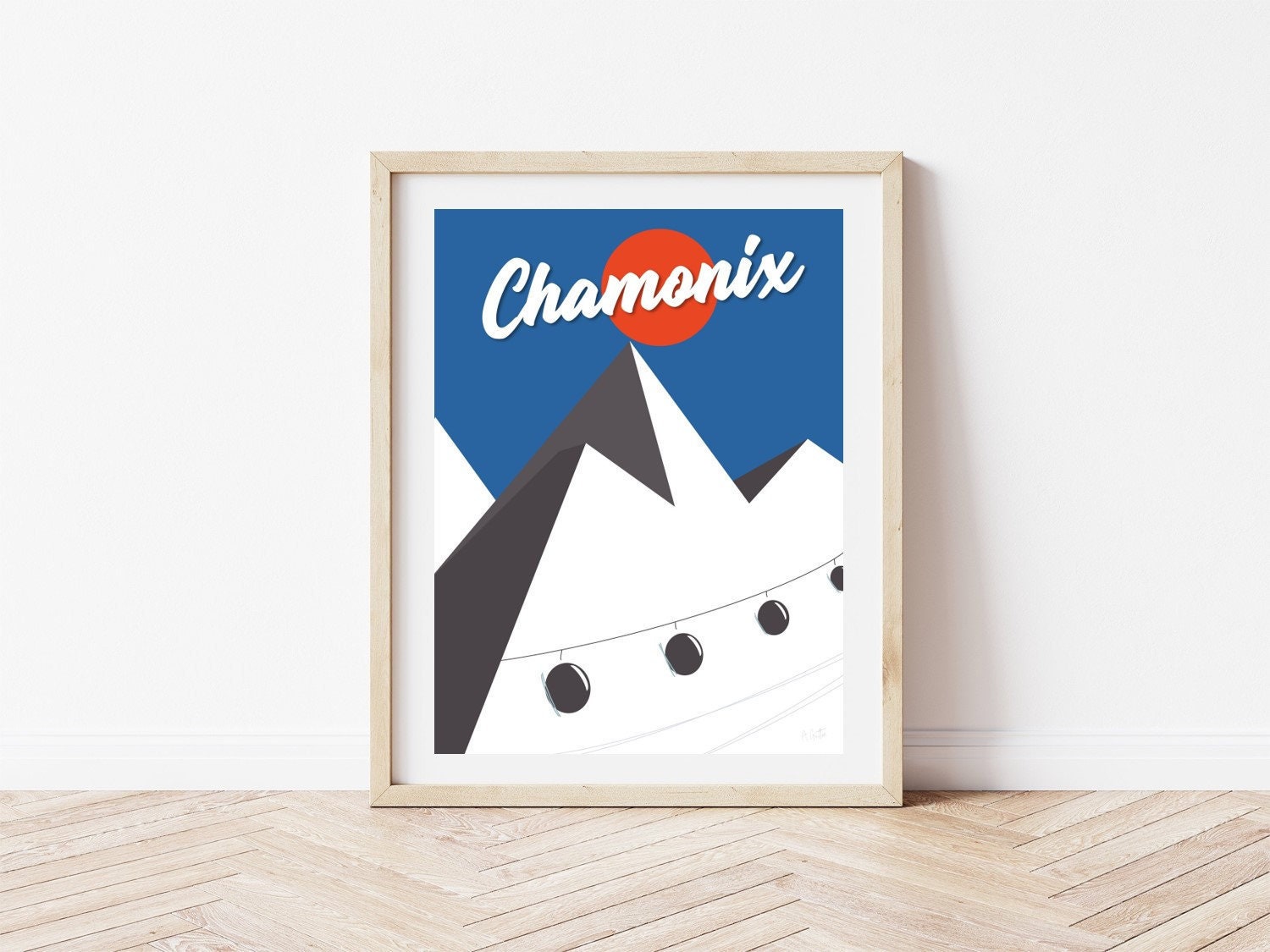 Ski Resort Chamonix Print, Skiing Wall Art, Travel Poster Mountain