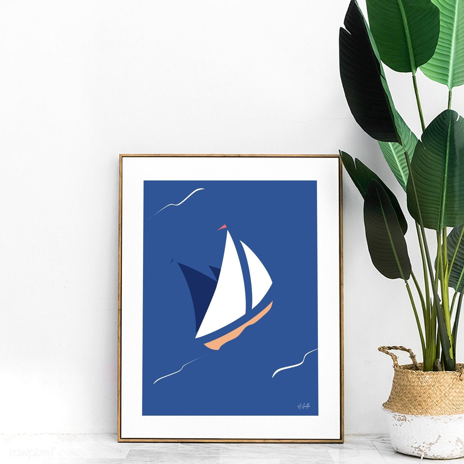 Boat Wall Art, Nautical Painting, Ocean Print