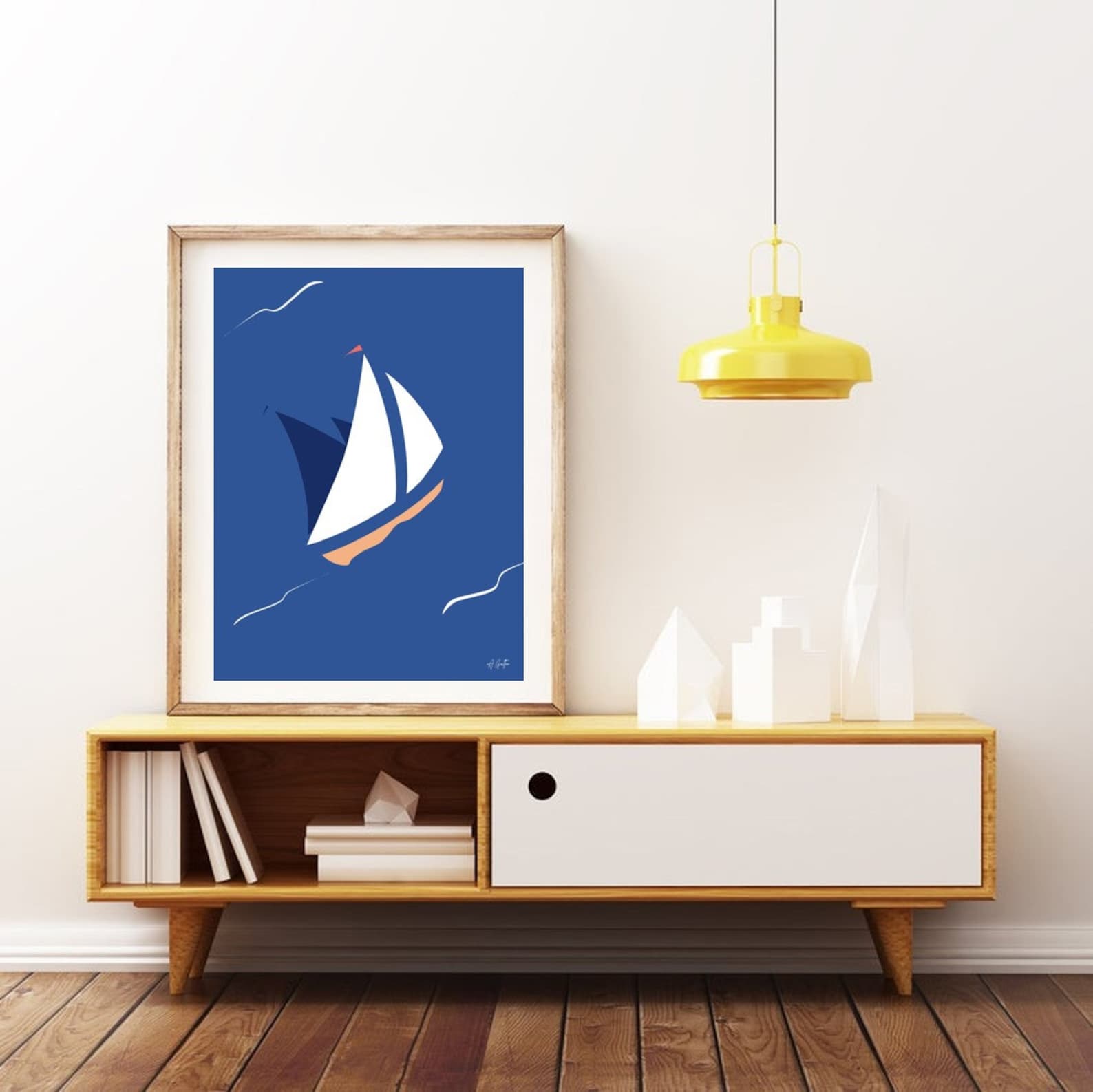 Boat Wall Art Nautical Painting Ocean Print Etsy