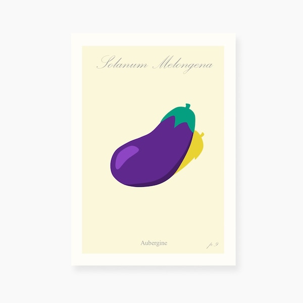 Vintage eggplant print, botanical print, kitchen wall art  (frame not included)