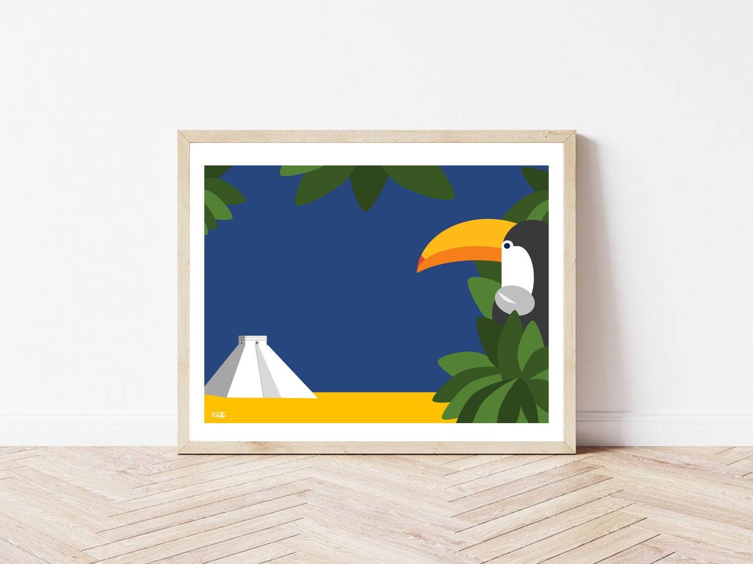 Illustration Design - Toucan Poster Mexico Art Print Home Decoration Minimalist | Frame Not Included