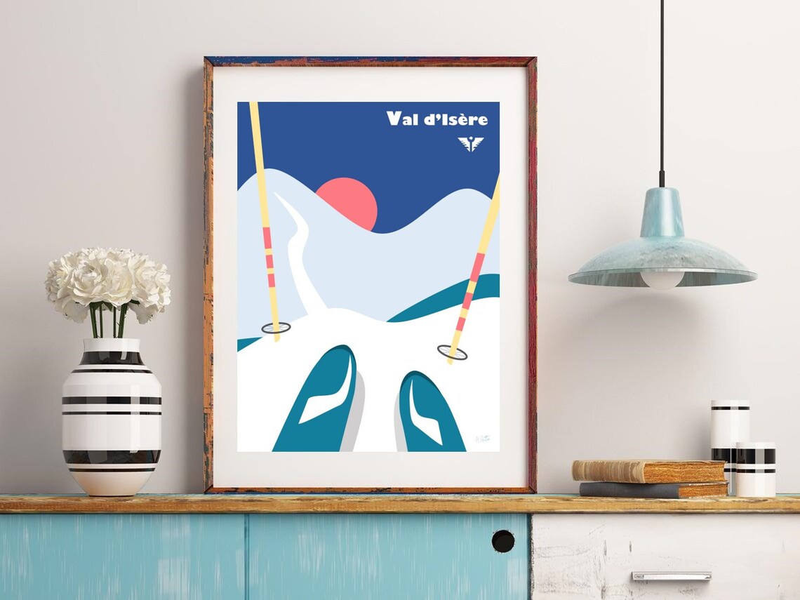 Val d'Isere print Ski resort poster wall art mountain Etsy