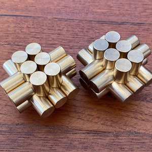 Pygmy and Marmoset Cylindrical Brass Burr Puzzles