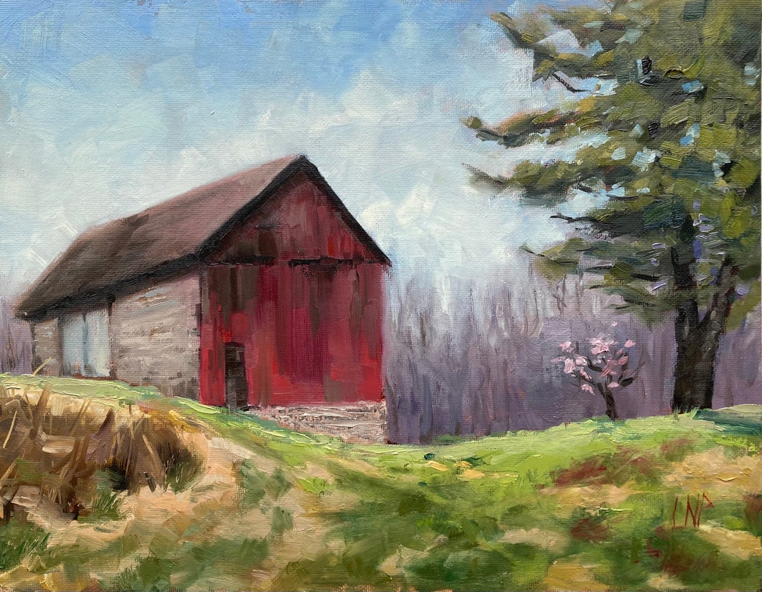 14X11 Red Barn Oil Painting Original Oil Painting landscape Etsy