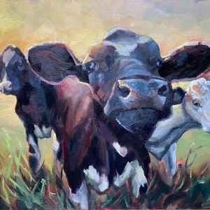 Cow Art - Cows Painting - Oil Painting - Farm Animals Portrait - Animal Art - Cow Portrait Painting - Original Art - Farm Art - Cow Love