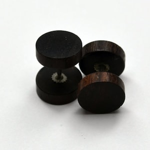 Faux Wood Dome Earrings – Sono Wood by Crown Republic | Hand Carved Fake Gauge Jewelry - Unique and Stylish Handmade Fake Gauges