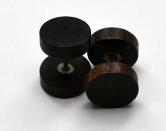 Faux Wood Dome Earrings – Sono Wood by Crown Republic | Hand Carved Fake Gauge Jewelry - Unique and Stylish Handmade Fake Gauges