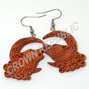 Wolf Earrings by Crown Republic | Hand Carved Wooden Earring Jewelry - Unique and Stylish Handmade Earrings