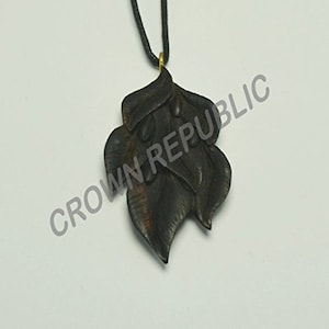 Falling Leaf Pendant by Crown Republic | Hand Carved Wooden Necklace Pendant Jewelry - Unique and Stylish Handmade Pendant