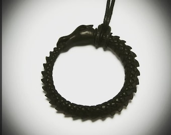 Uroboros Snake Necklace Pendant  by Crown Republic | Hand Carved Wooden Necklace Pendant Jewelry - Unique and Stylish Handmade Pendant
