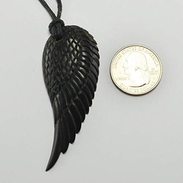 Fallen Angel Wing Pendant by Crown Republic | Hand Carved Wooden Necklace Pendant Jewelry - Unique and Stylish Handmade Pendant
