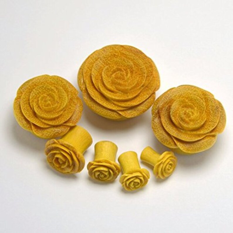Rose Flower Ear Gauge Plugs by Crown Republic 3/4 Etsy