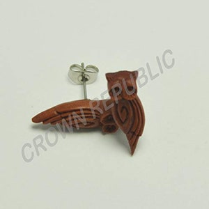 Arc Owl Stud Earrings SABO by Crown Republic | Hand Carved Wooden Earring Jewelry - Unique and Stylish Handmade Earrings