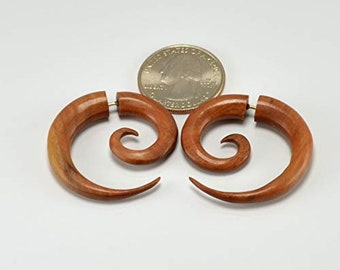 Small Spiral Faux Gauges by Crown Republic | Hand Carved Fake Gauge Jewelry - Unique and Stylish Handmade Fake Gauges - Spiral Faux Gauges