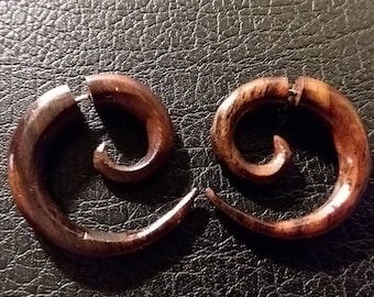 Small Spiral Faux Gauges SONO by Crown Republic | Hand Carved Fake Gauge Jewelry - Unique and Stylish Handmade  - Spiral Faux Gauges