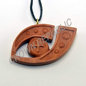 Eye Pendant  by Crown Republic | Hand Carved Wooden Necklace Pendant Jewelry - Unique and Stylish Handmade Pendant