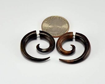 Small Spiral Faux Gauges SONO by Crown Republic | Hand Carved Fake Gauge Jewelry - Unique and Stylish Handmade  - Spiral Faux Gauges