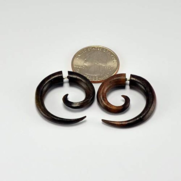 Small Spiral Faux Gauges SONO by Crown Republic | Hand Carved Fake Gauge Jewelry - Unique and Stylish Handmade  - Spiral Faux Gauges