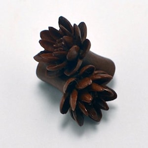Water Lily Organic Ear Gauge Plugs (00g) by Crown Republic | Hand Carved Wooden Gauge Plug Jewelry - Unique and Stylish Handmade Gauges