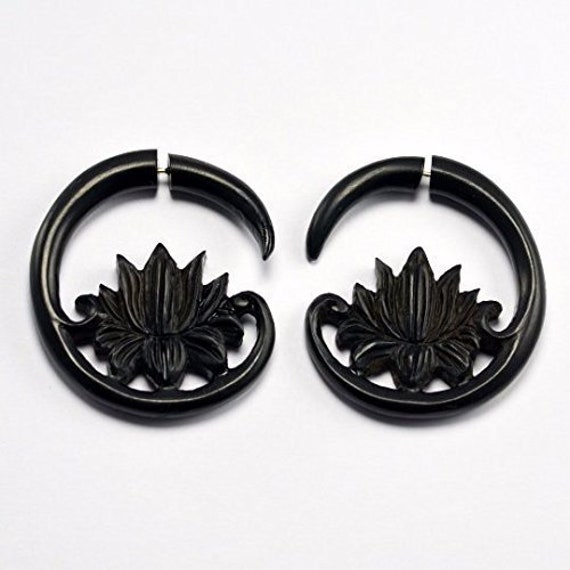 Hanging Lotus Fake Gauge Earrings by Crown Republic Hand | Etsy