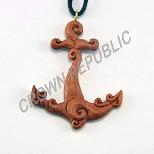 Ventus Anchor Pendant  by Crown Republic | Hand Carved Wooden Necklace Pendant Jewelry - Unique and Stylish Handmade Pendant