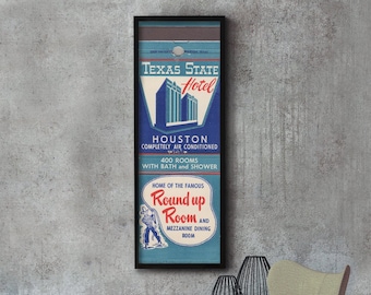 Vintage Texas State Hotel Matchbook Poster (12 x 36 in.)