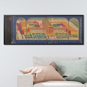 Retro Pastel Building Matchbook Poster (12 "x36") San Fransisco Sign / Antique Advertising / Vintage Travel / Mid Century Art / Wall Decor