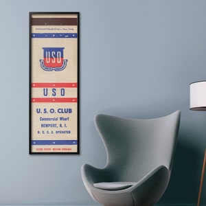 Retro USO Club Matchbook Poster 12 x 36 in. Vintage Militär Antike Werbung Shop Schild Mid Century Wanddekoration Wharf Druck Bild 1