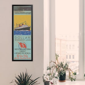 Poster di fiammiferi retrò da crociera (12 x 36") Stampa di transatlantico vintage / nave a vapore / decorazione da viaggio marittimo / cartello nautico / arte murale di barche