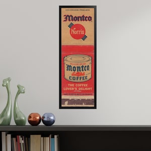 Retro Kaffee Dose Streichholzbrief Poster (30,5 x 90 cm) Vintage Schild | Küchen Dekor | Alte Werbung | Mid Century Kunst | Klassische Food Illustration