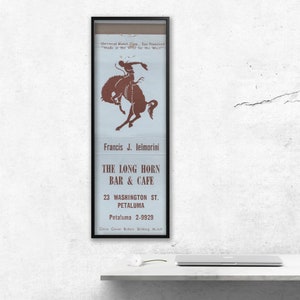 Vintage Long Horn Bar Matchbook Poster 12 x 36in. image 1