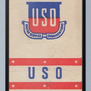 Retro USO Club Matchbook Poster 12 x 36 in. Vintage Militär Antike Werbung Shop Schild Mid Century Wanddekoration Wharf Druck Bild 2