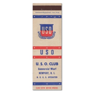 Retro USO Club Matchbook Poster 12 x 36 in. Vintage Militär Antike Werbung Shop Schild Mid Century Wanddekoration Wharf Druck Bild 3