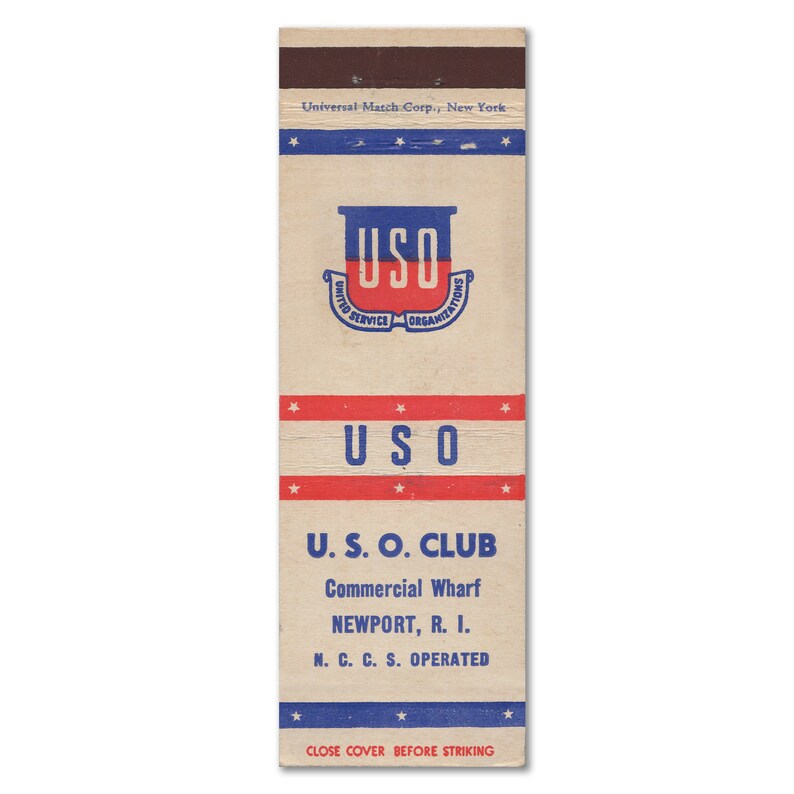 Retro USO Club Matchbook Poster 12 x 36 in. Vintage Militär Antike Werbung Shop Schild Mid Century Wanddekoration Wharf Druck Bild 3