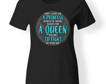 Don't look for a princess in need of saving black t-shirt for women, Front