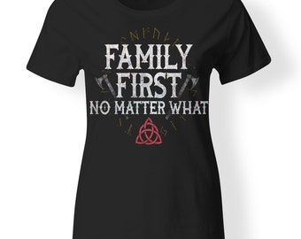 Shieldmaiden, Family first, Black t-shirt for women, Front