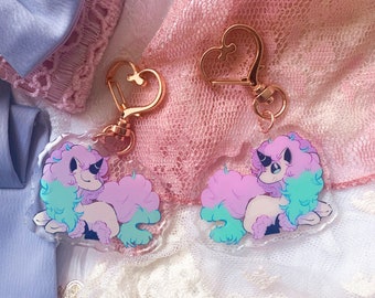 Galarian Ponita Keychain: Clear Acrylic Charm with Glitter Epoxy