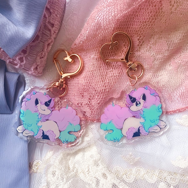 Galarian Ponita Keychain: Clear Acrylic Charm with Glitter Epoxy