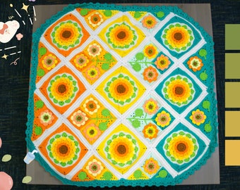 Hand-knitted Sunflower Floral Quilt