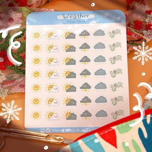 Weather Planner Sticker Sheet Kit Weather Sticker Set Sunny Weather Icon, Rain Planner Sticker, Sun Sticker