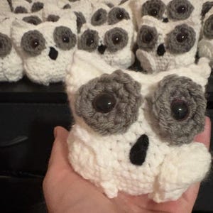crochet owl, white crochet owl, snowy crochet owl, amigurimi owl, stuffed owl, small crochet owl, owl stuffed animal