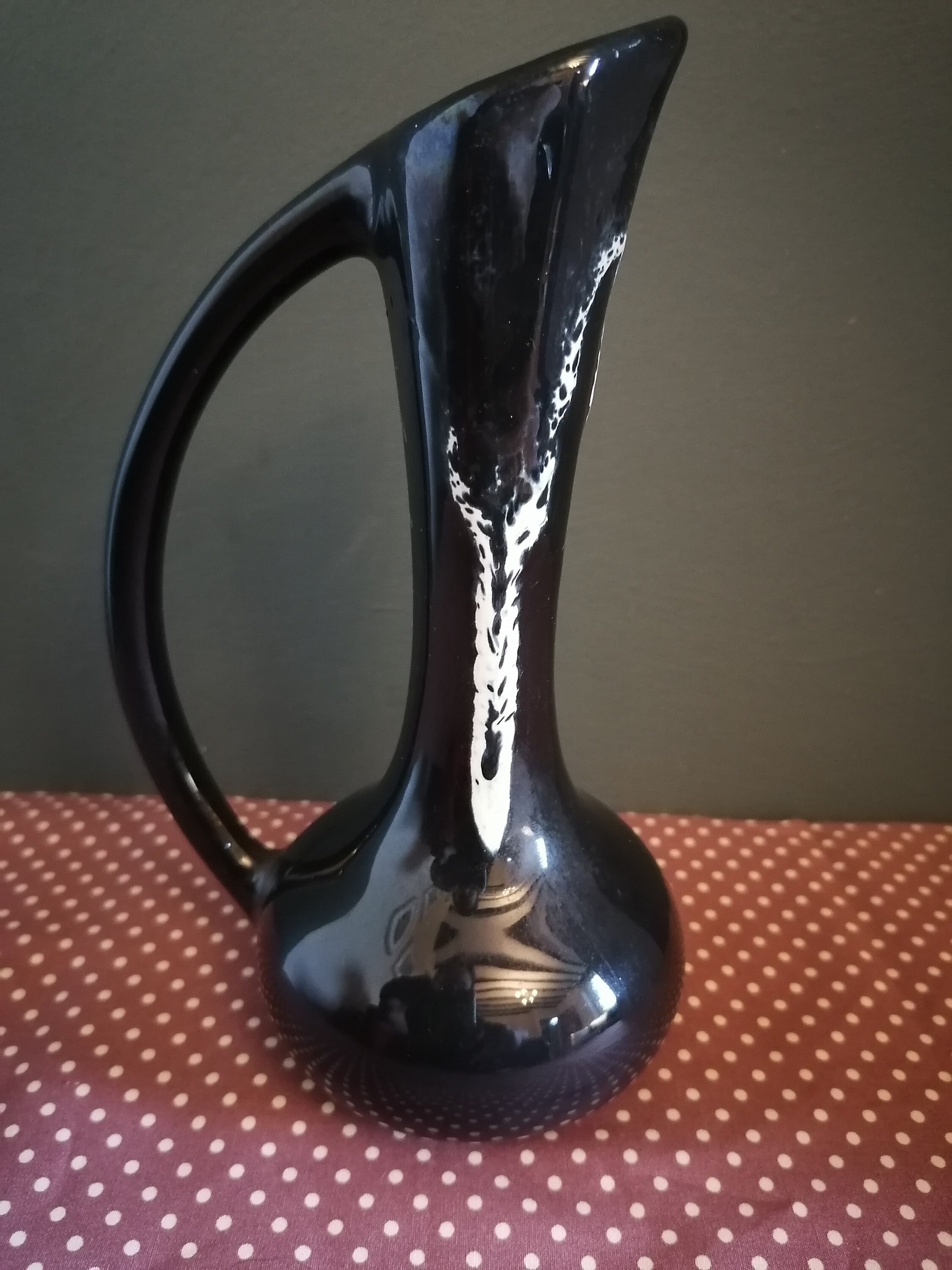 Vintage Canadian Pottery Drip Glaze Black and White Jug with Etsy