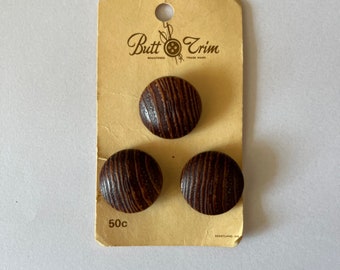 Vintage Wooden Buttons Set of Three