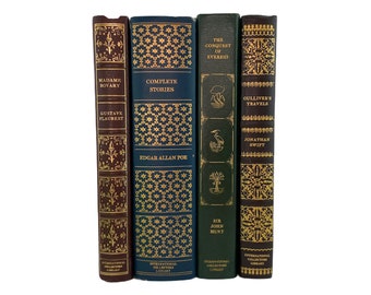 Madame Bovary, The Conquest of Everest, Edgar Allan Poe, Gulliver's Travels, Leather, 1945-66, Free Shipping