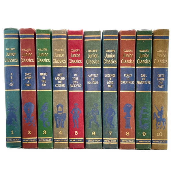 Collier's Junior Classics, Young Folks Shelf of Books, COMPLETE 10 Volume Set, 1962, Illustrations in Color and Black-and-White