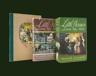 Little Women, Little Men, Jo's Boys, Illustrated Junior Library, Louisa May Alcott, 1940s, Vintage Book Set, Free Shipping