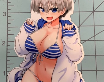 Uzaki-Chan Wants to Hang Out! Anime Sticker Waifu Blue Striped Bikini