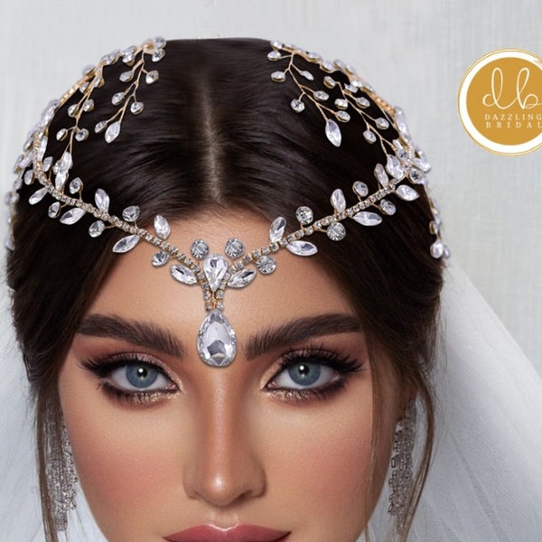 Gold or silver headchain, head chain, wedding boho headpiece, bridal BOHO Bohemian, Forehead Band, Forehead Jewelry, Bridal Headband Women