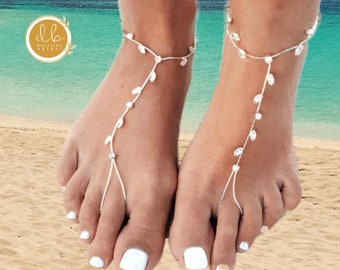 Beach Wedding Barefoot Sandals, Foot Jewelry, Wedding Anklet,Ankle Bracelet, Bridal Foot Jewelry,Silver Anklet,Wedding Jewelry, Gift For Her